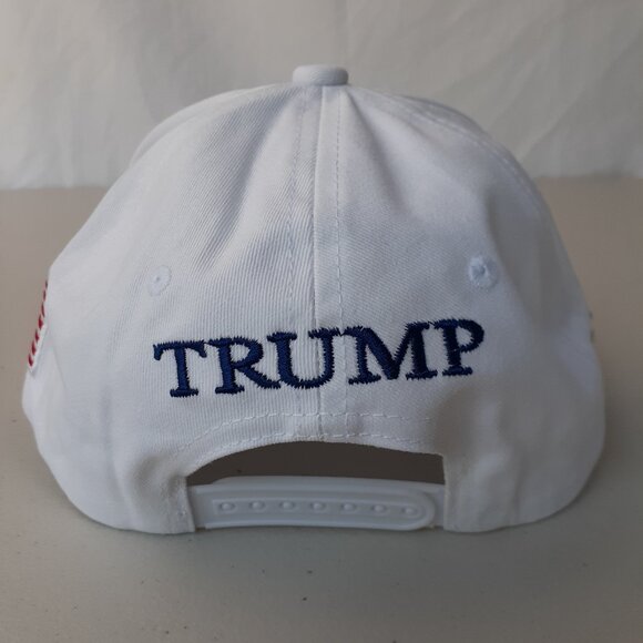 MAGA - 45-47 - Trump - American Flag White & Blue Baseball Cap - Adjustable Fit - Picture 8 of 9